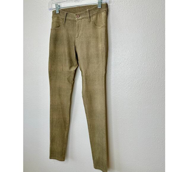 Caribbean Queen Muted Yellow Gray Snakeprint Front Zip Button Jeggings S - Picture 4 of 12